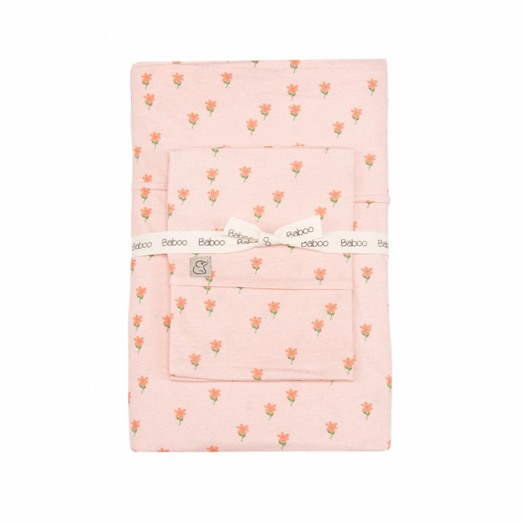 Patterned Cotton Baby Duvet Cover Set Pink - EFENDINA PAZAR - BABOO - 8691810001732