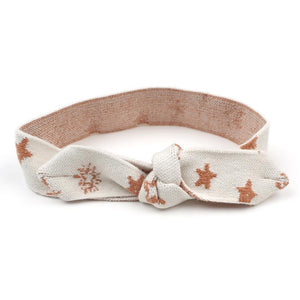 Patterned Organic Cotton Baby and Children Knitted Hair Band Cream - EFENDINA PAZAR - BABOO - 8691810002784