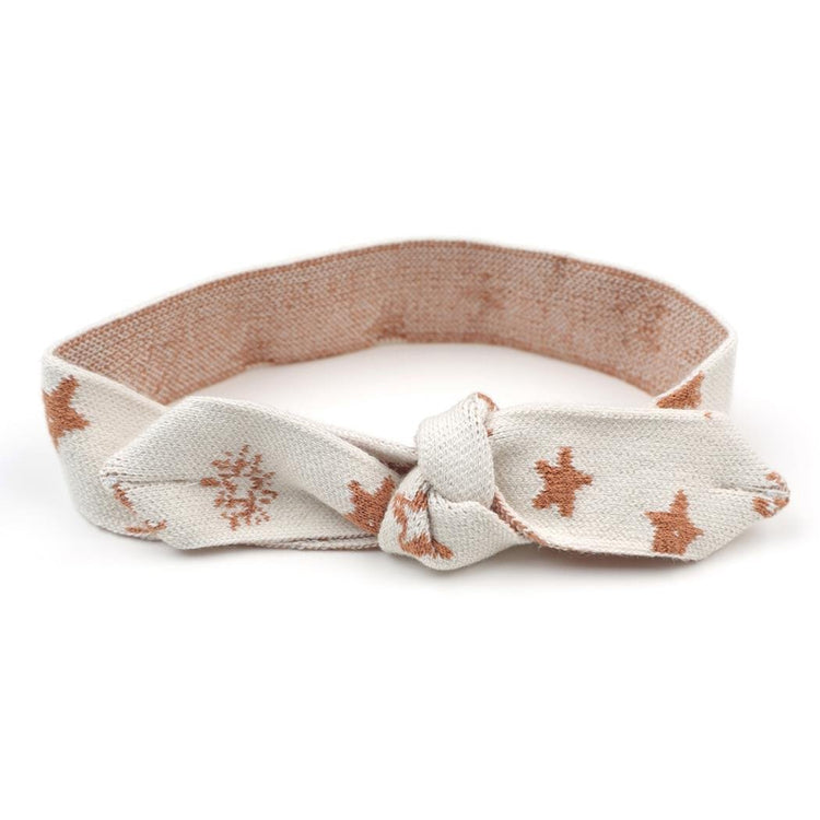 Patterned Organic Cotton Baby and Children Knitted Hair Band Cream - EFENDINA PAZAR - BABOO - 8691810002784