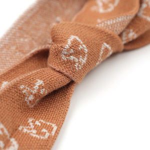 Patterned Organic Cotton Baby and Kids Knitted Hair Band Brown - EFENDINA PAZAR - BABOO - 8691810002814