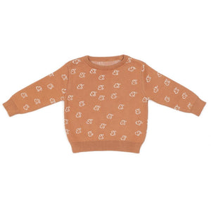 Patterned Organic Cotton Baby and Kids Sweater Brown - EFENDINA PAZAR - BABOO - 8682291519205