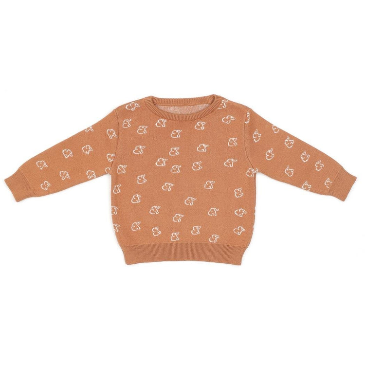 Patterned Organic Cotton Baby and Kids Sweater Brown - EFENDINA PAZAR - BABOO - 8682291519205