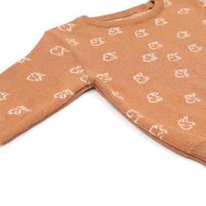 Patterned Organic Cotton Baby and Kids Sweater Brown - EFENDINA PAZAR - BABOO - 8682291519205