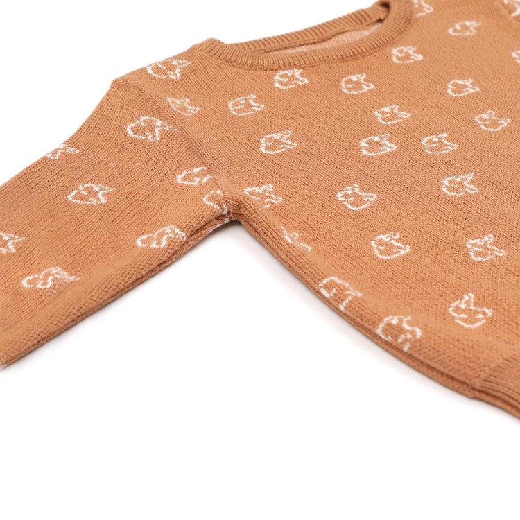Patterned Organic Cotton Baby and Kids Sweater Brown - EFENDINA PAZAR - BABOO - 8682291519205