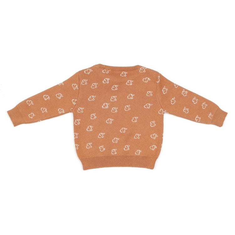 Patterned Organic Cotton Baby and Kids Sweater Brown - EFENDINA PAZAR - BABOO - 8682291519205