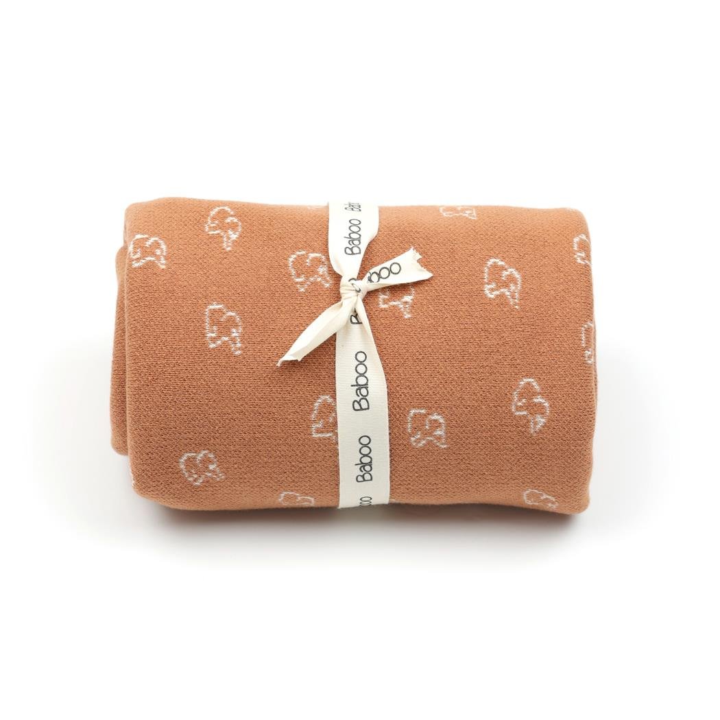 Patterned Organic Cotton Baby Blanket Brown - EFENDINA PAZAR - BABOO - 8682291516143
