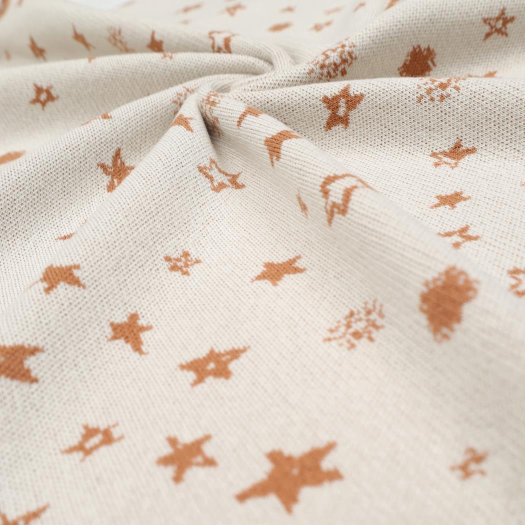 Patterned Organic Cotton Baby Blanket Cream - EFENDINA PAZAR - BABOO - 8682291515443
