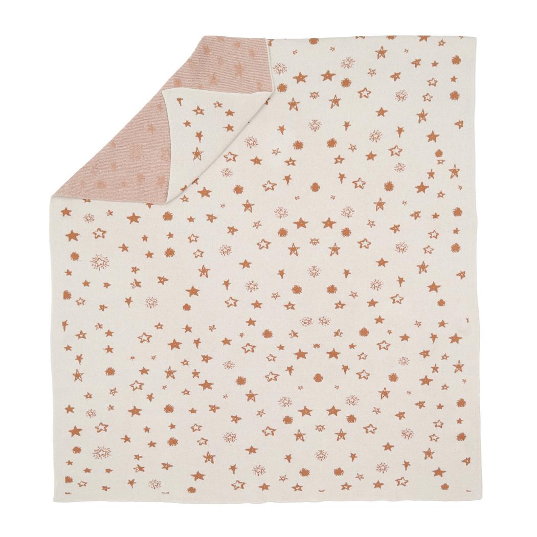 Patterned Organic Cotton Baby Blanket Cream - EFENDINA PAZAR - BABOO - 8682291515443