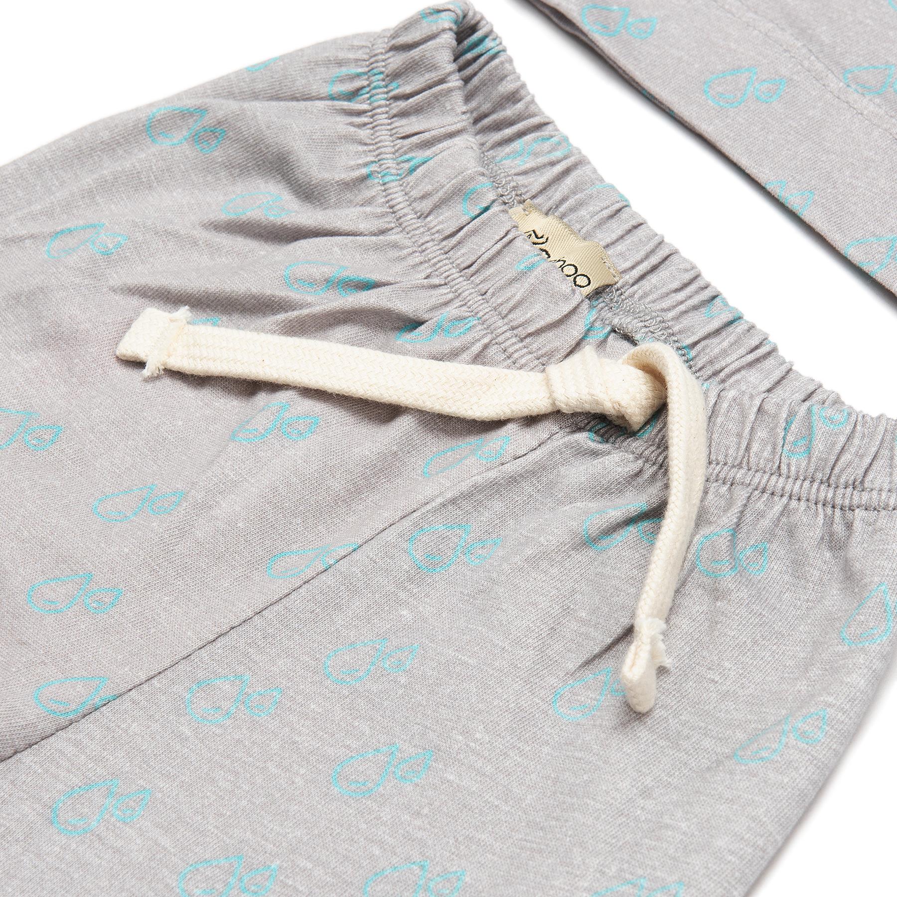 Patterned Organic Cotton Fabric Baby and Kids Bottom and Top Set Gray - EFENDINA PAZAR - BABOO - 8691810022829