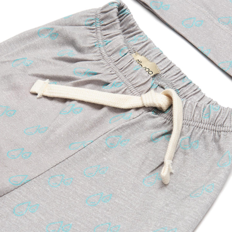 Patterned Organic Cotton Fabric Baby and Kids Bottom and Top Set Gray - EFENDINA PAZAR - BABOO - 8691810022829