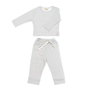 Patterned Organic Cotton Fabric Baby and Kids Bottom and Top Set Gray - EFENDINA PAZAR - BABOO - 8691810022829