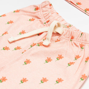 Patterned Organic Cotton Fabric Baby and Kids Bottom and Top Set Pink - EFENDINA PAZAR - BABOO - 8691810021990