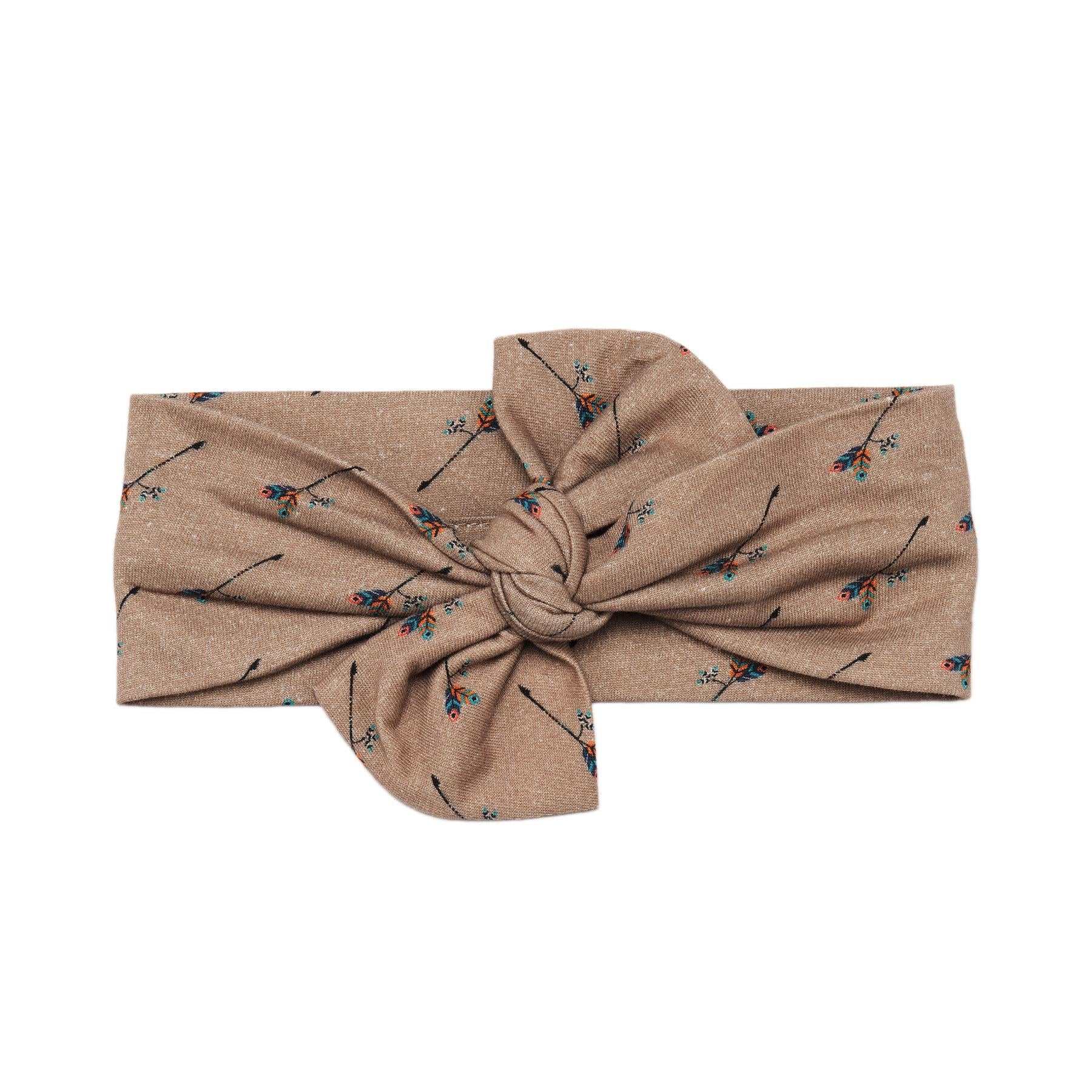Patterned Organic Cotton Fabric Baby Hair Band Brown - EFENDINA PAZAR - BABOO - 8691810002388