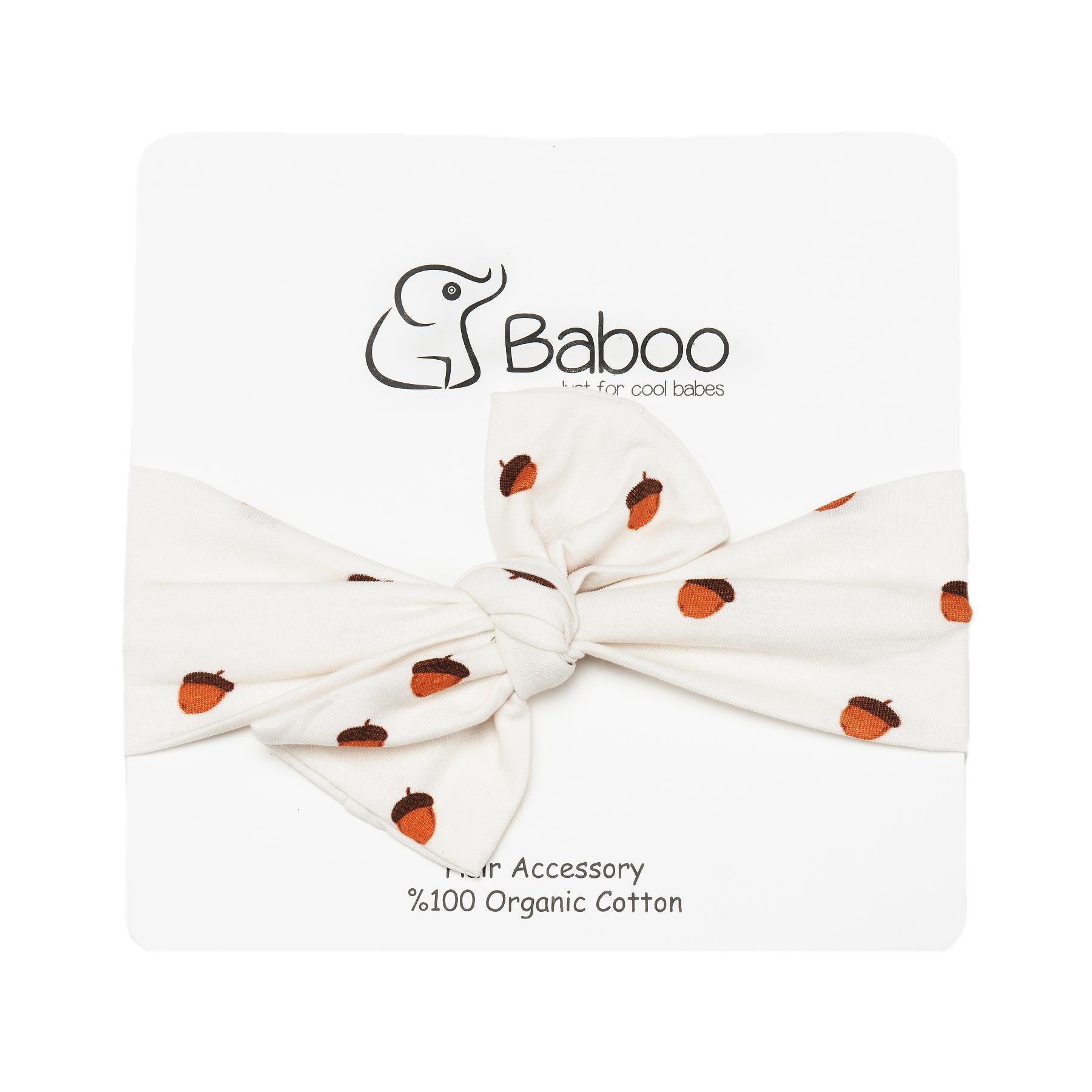 Patterned Organic Cotton Fabric Baby Hair Band Cream - EFENDINA PAZAR - BABOO - 8691810002364