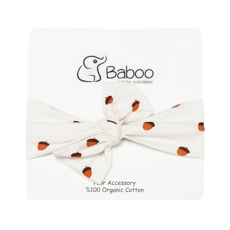 Patterned Organic Cotton Fabric Baby Hair Band Cream - EFENDINA PAZAR - BABOO - 8691810002364