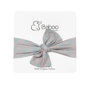 Patterned Organic Cotton Fabric Baby Hair Band Gray - EFENDINA PAZAR - BABOO - 8691810002395