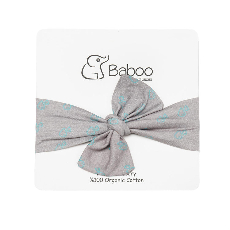 Patterned Organic Cotton Fabric Baby Hair Band Gray - EFENDINA PAZAR - BABOO - 8691810002395