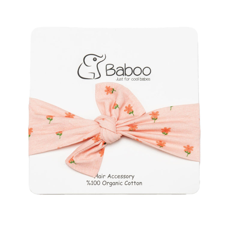 Patterned Organic Cotton Fabric Baby Hair Band Pink - EFENDINA PAZAR - BABOO - 8691810002371