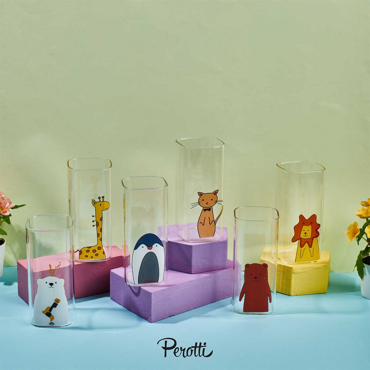 Perotti Animals 6 Piece Glass Set 400 ml - EFENDINA PAZAR - PEROTTI - 8680530410672
