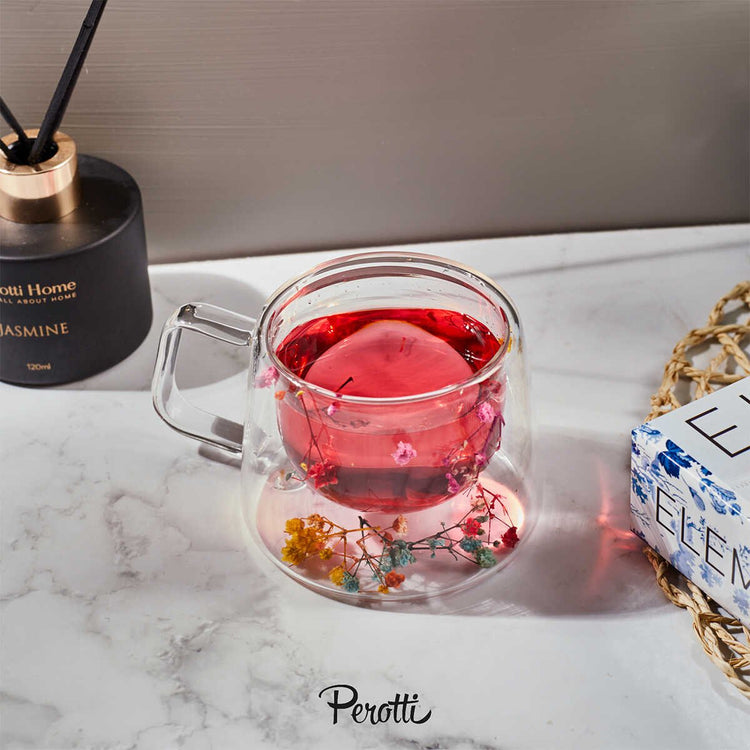 Perotti Double Flower Walled Mug 200 ml - EFENDINA PAZAR - PEROTTI - 8680530411068
