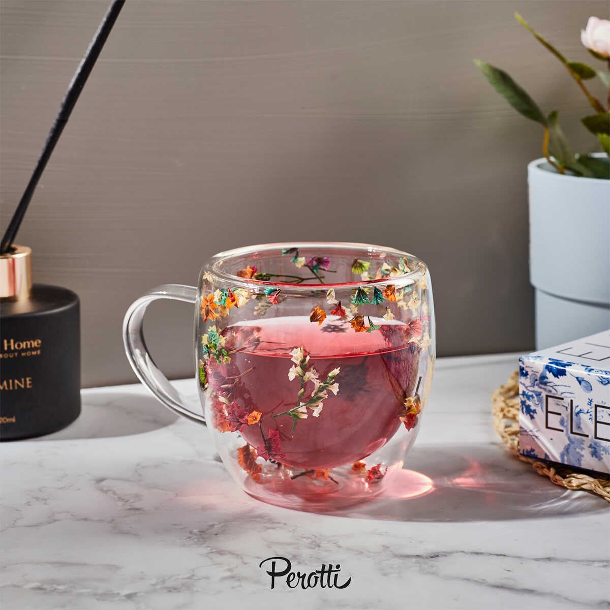 Perotti Double Flower Walled Mug 250 ml - EFENDINA PAZAR - PEROTTI - 8680530411044