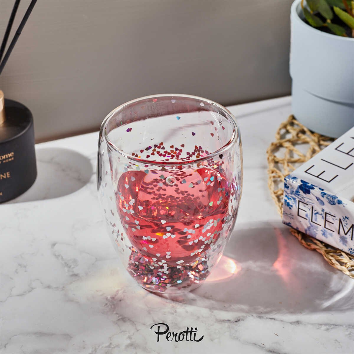 Perotti Double Hearts Glass 350 ml - EFENDINA PAZAR - PEROTTI - 8680530410986