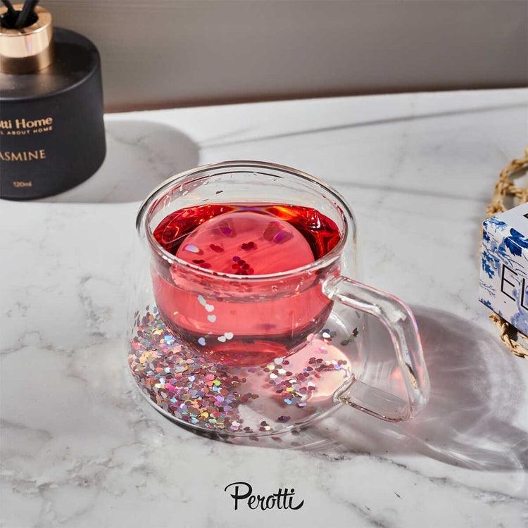 Perotti Double Hearts Walled Mug 200 ml - EFENDINA PAZAR - PEROTTI - 8680530411013