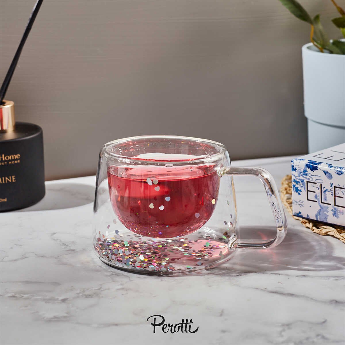 Perotti Double Hearts Walled Mug 200 ml - EFENDINA PAZAR - PEROTTI - 8680530411013