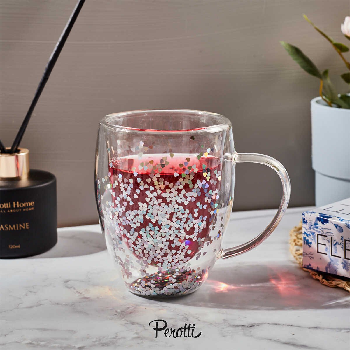 Perotti Double Hearts Walled Mug 350 ml - EFENDINA PAZAR - PEROTTI - 8680530411006