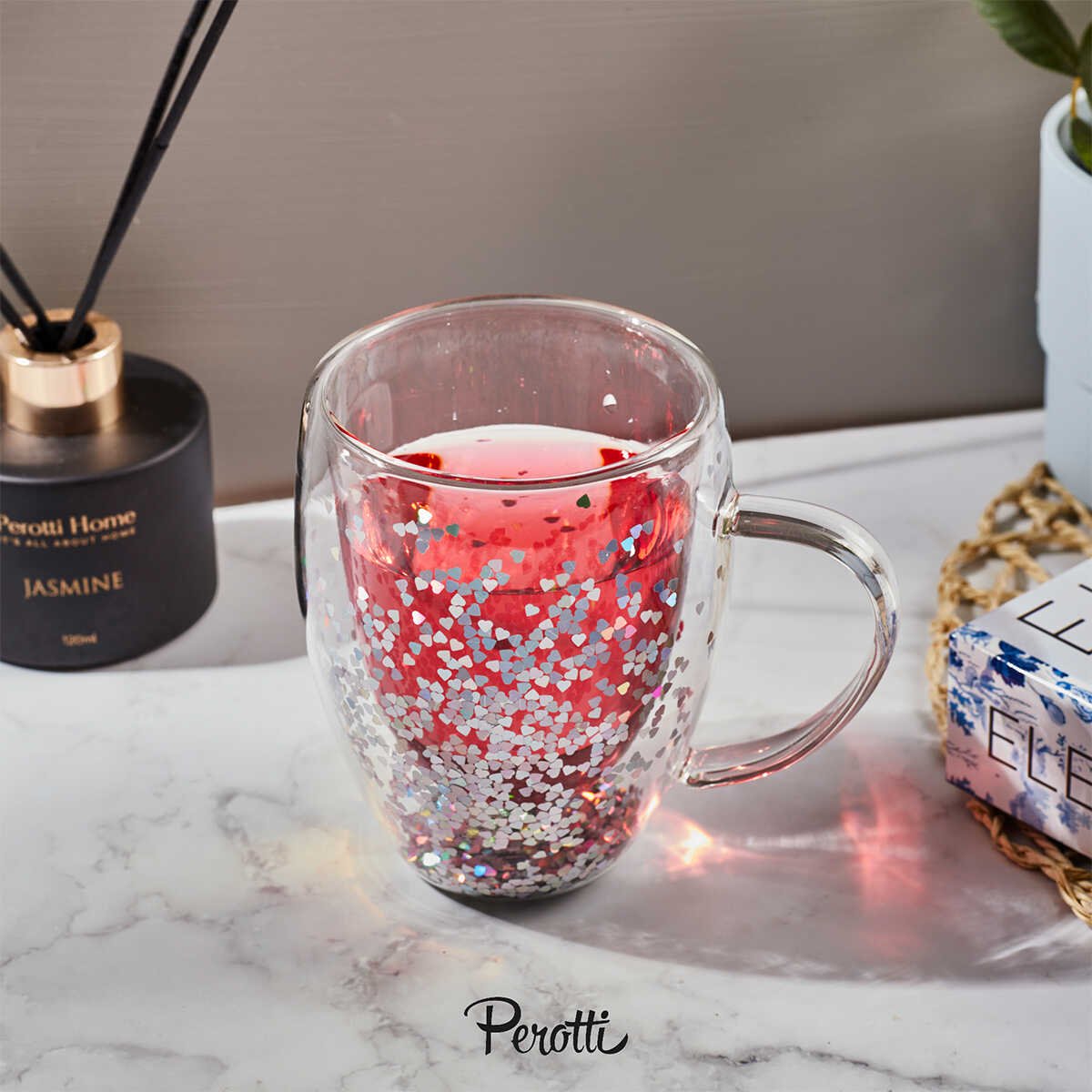 Perotti Double Hearts Walled Mug 350 ml - EFENDINA PAZAR - PEROTTI - 8680530411006