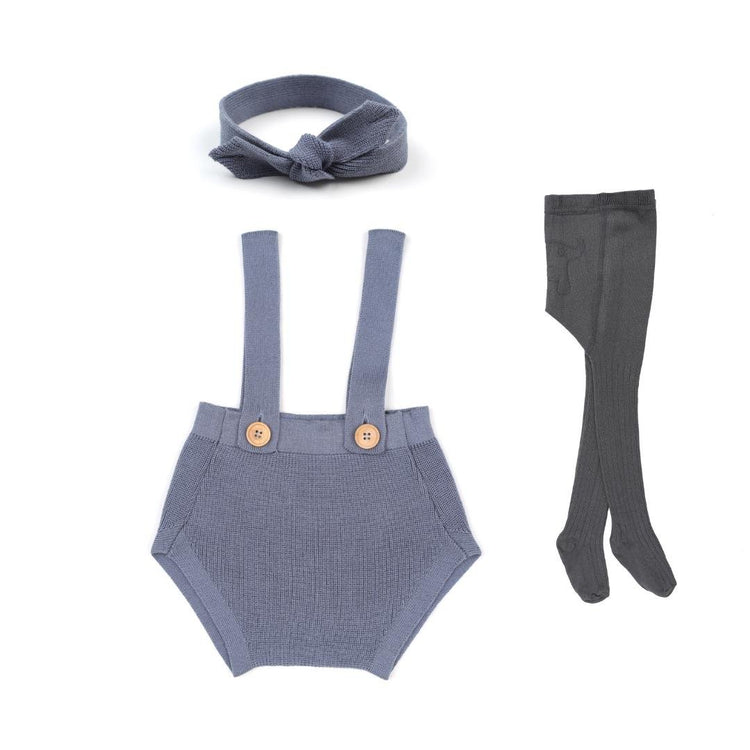 Plain Underpants Overalls Hair Band Socks Gift Set Blue - EFENDINA PAZAR - BABOO - 8691810008960