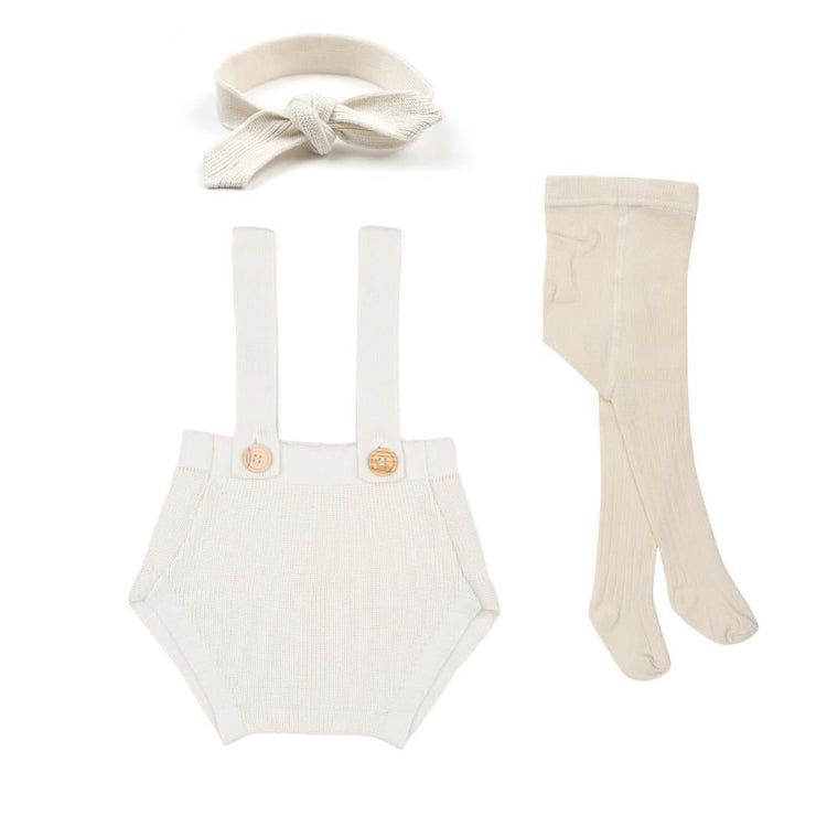 Plain Underpants Overalls Hair Band Socks Gift Set Cream - EFENDINA PAZAR - BABOO - 8691810008144