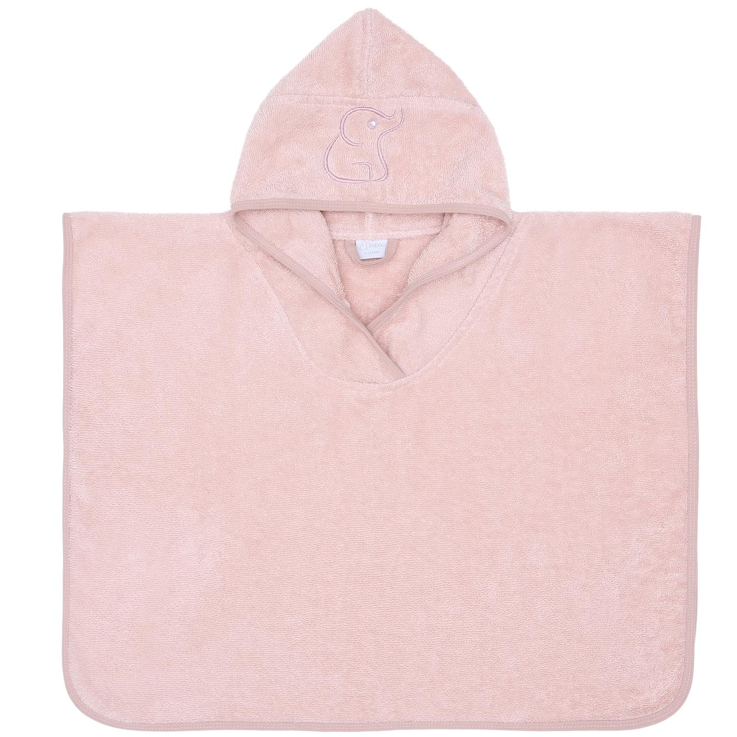 Poncho Organic Cotton Baby and Kids Towel Pink - EFENDINA PAZAR - BABOO - 8682291503143