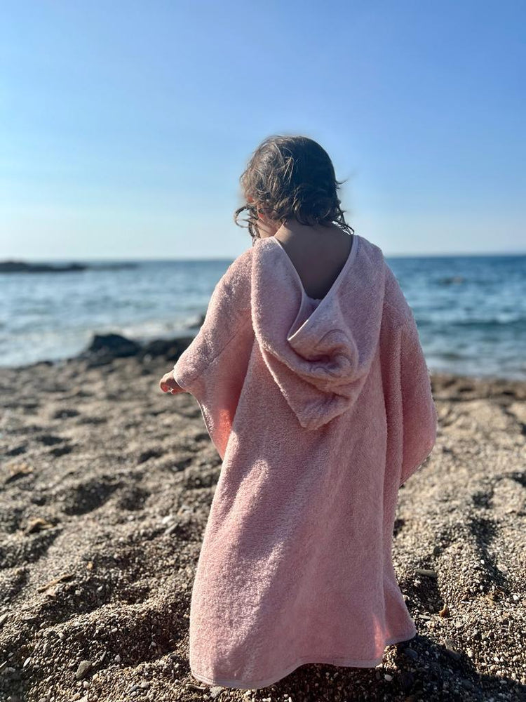 Poncho Organic Cotton Baby and Kids Towel Pink - EFENDINA PAZAR - BABOO - 8682291503143