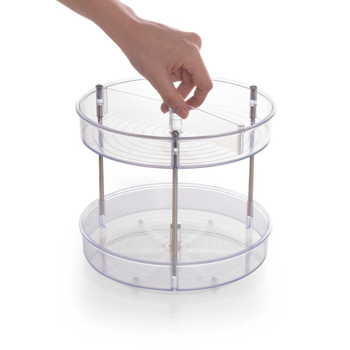 Primanova Elpida Transparent Two - Tier Revolving Shelf - EFENDINA PAZAR - PRIMANOVA - 8695024641678