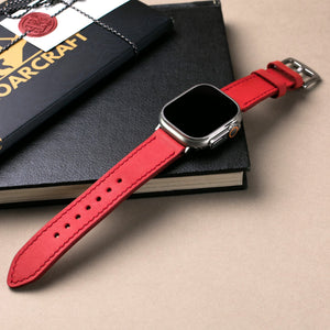 Veg-Tan Leather Apple Watch Strap Carmine