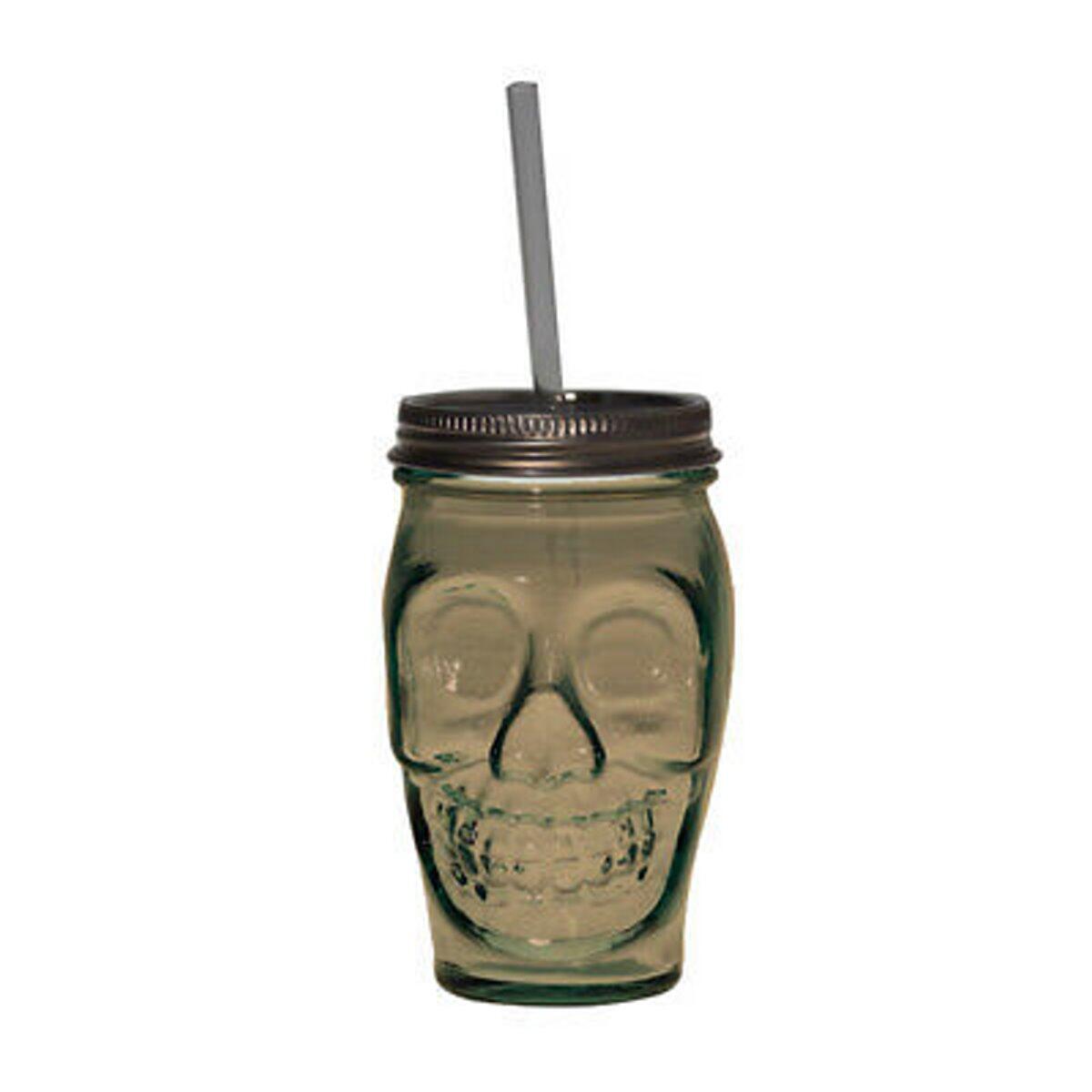 Sanmiguel Skull Glass with Straw 450 cc