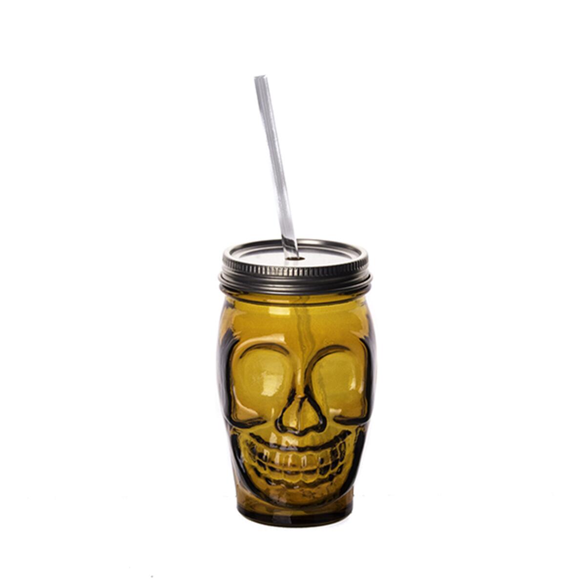 Sanmiguel Skull Glass with Straw 450 ml