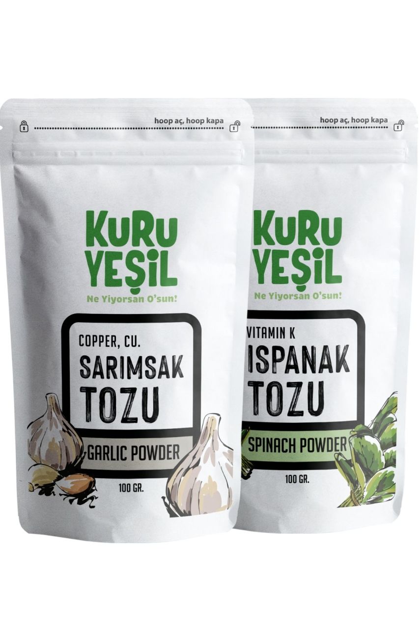 Kuru Yeşil Local Garlic Powder 100 g Local Spinach Powder 100 g