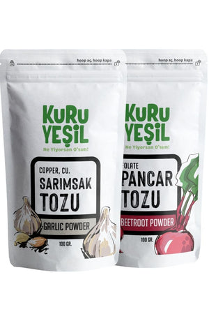 Kuru Yeşil Local Beetroot Powder 100 g and Local Garlic Powder 100 g