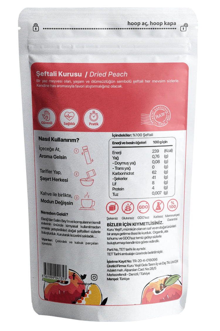 Kuru Yeşil Dried Peach 50 g Natural Dried Fruit