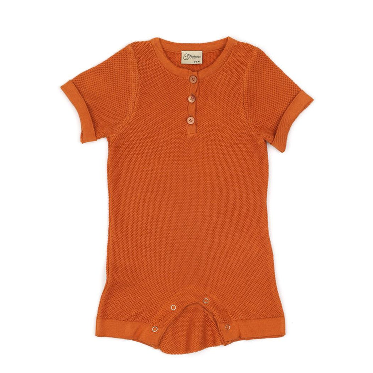 Short Sleeve Summer Spring Baby Jumpsuit Cinnamon - EFENDINA PAZAR - BABOO - 8682291516808