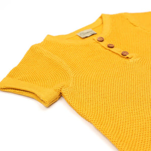 Short Sleeve Summer Spring Baby Jumpsuit Yellow - EFENDINA PAZAR - BABOO - 8682291516839