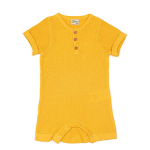 Short Sleeve Summer Spring Baby Jumpsuit Yellow - EFENDINA PAZAR - BABOO - 8682291516839
