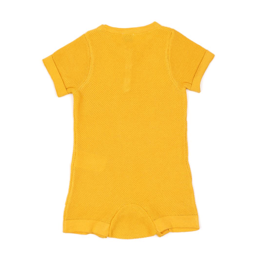 Short Sleeve Summer Spring Baby Jumpsuit Yellow - EFENDINA PAZAR - BABOO - 8682291516839