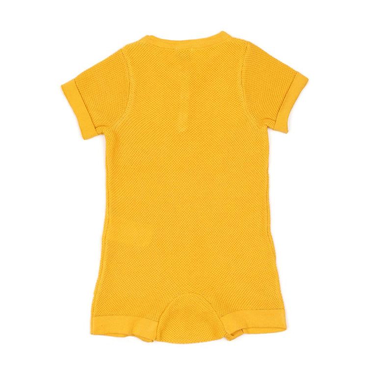 Short Sleeve Summer Spring Baby Jumpsuit Yellow - EFENDINA PAZAR - BABOO - 8682291516839