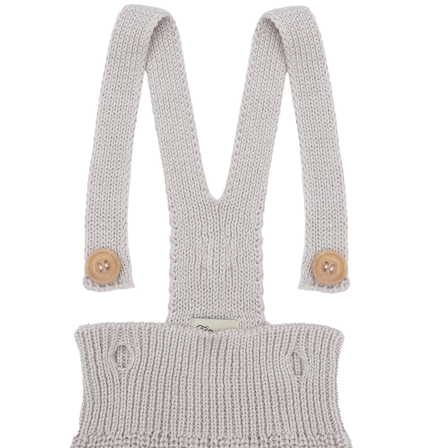 Short Thick Knitted Organic Cotton Baby Knitted Jumpsuit Beige - EFENDINA PAZAR - BABOO - 