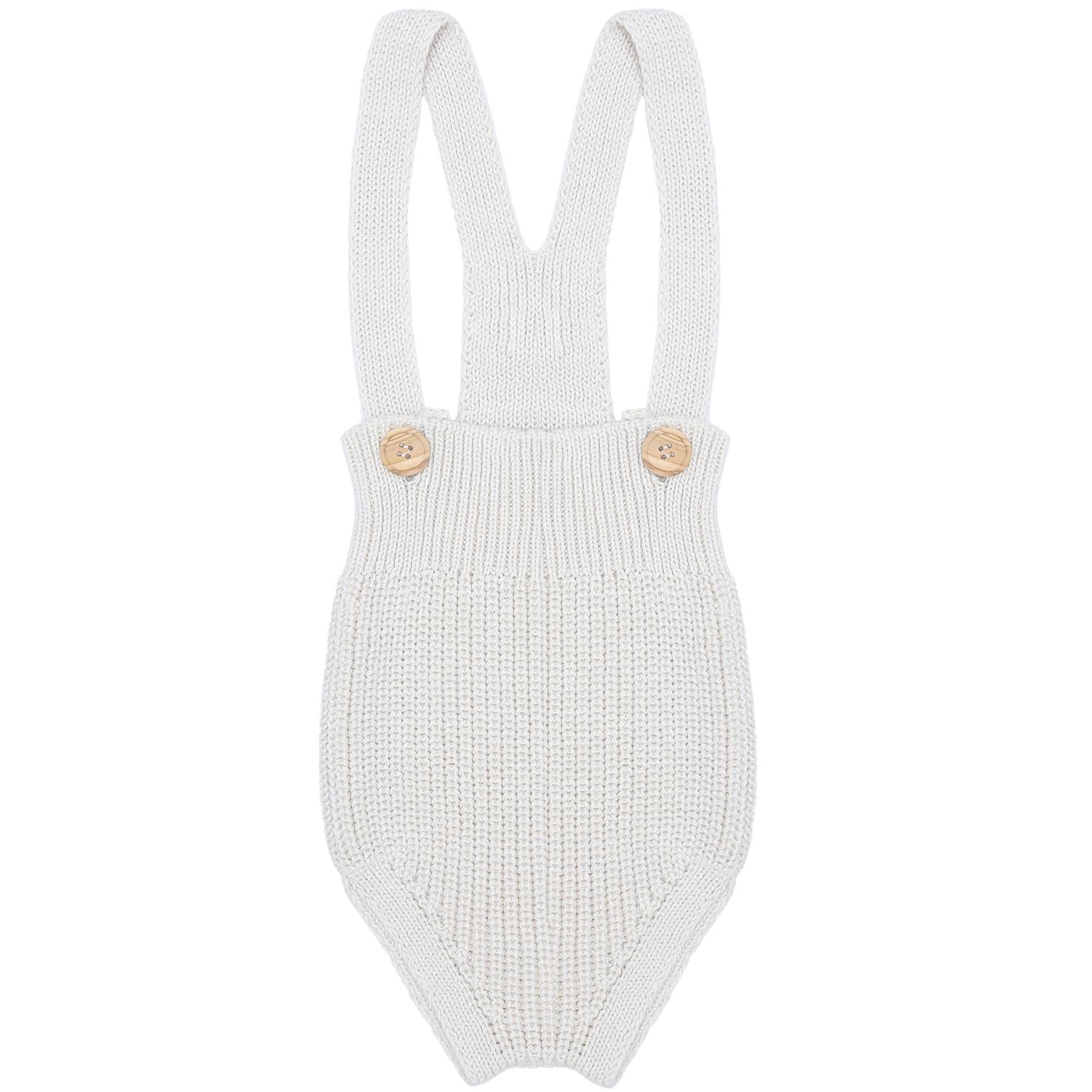 Short Thick Knitted Organic Cotton Baby Knitted Jumpsuit Cream - EFENDINA PAZAR - BABOO - 
