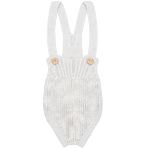 Short Thick Knitted Organic Cotton Baby Knitted Jumpsuit Cream - EFENDINA PAZAR - BABOO - 