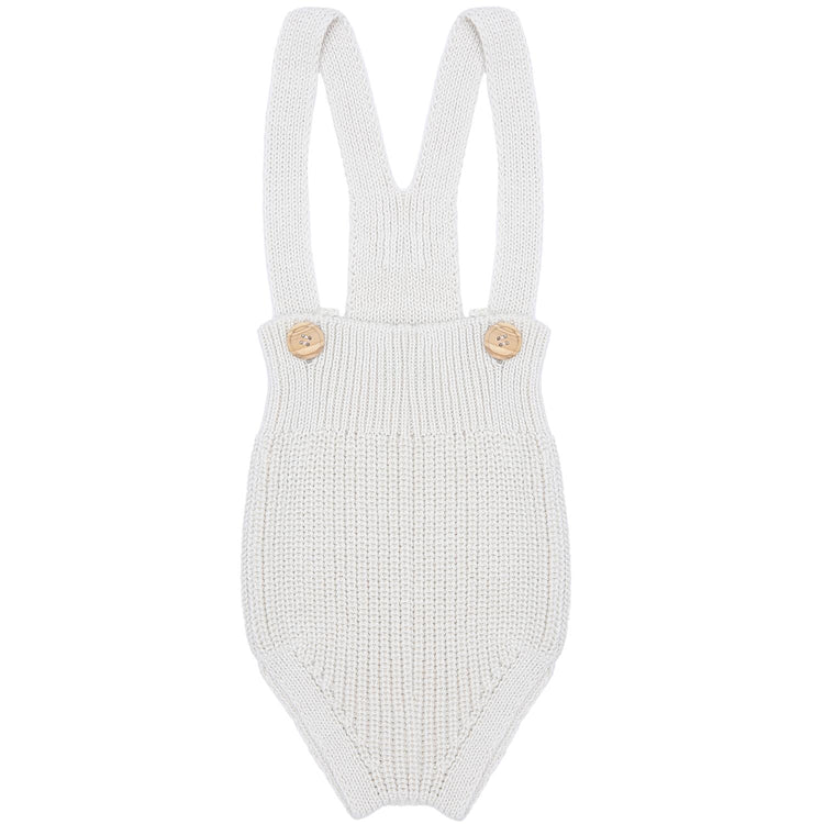 Short Thick Knitted Organic Cotton Baby Knitted Jumpsuit Cream - EFENDINA PAZAR - BABOO - 